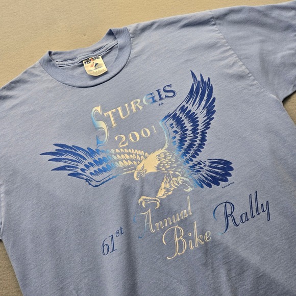 Sturgis 2001 61st Annual Bike Rally T Shirt Mens Large Graphic Tee Eagle - Picture 1 of 6